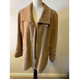 Women's Jordache  100% Leather Long‎ Sleeved Tan Lined Coat